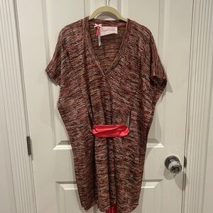 Beach Bunny Lounge Knit Tunic Dress Side Slits Silk Tie Size XS